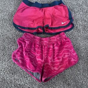 Under Armour and Nike Women’s Pink Patterned Athletic Shorts